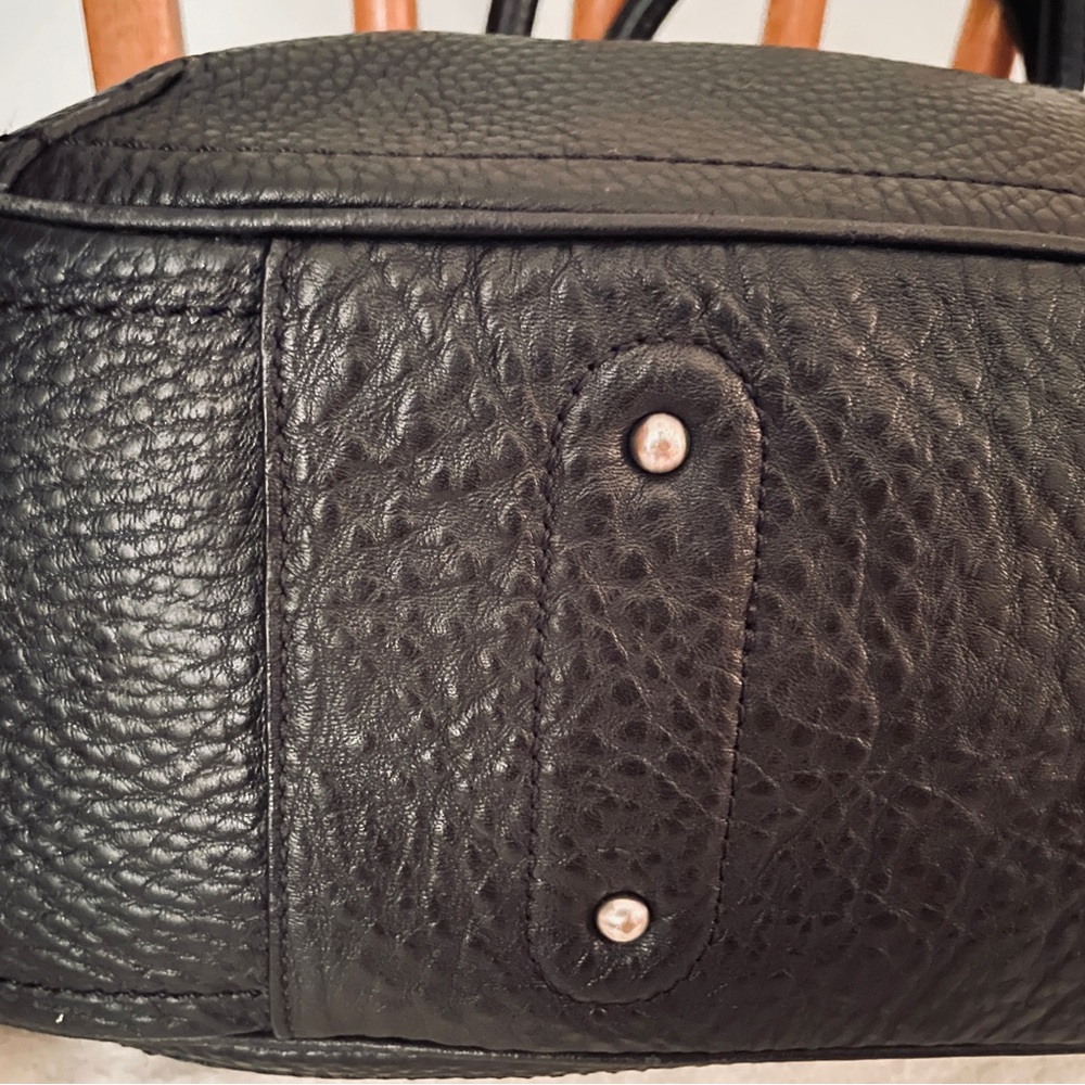 Cole Haan Structured Black Pebbled Leather Satchel Handbag - Picture 16 of 16